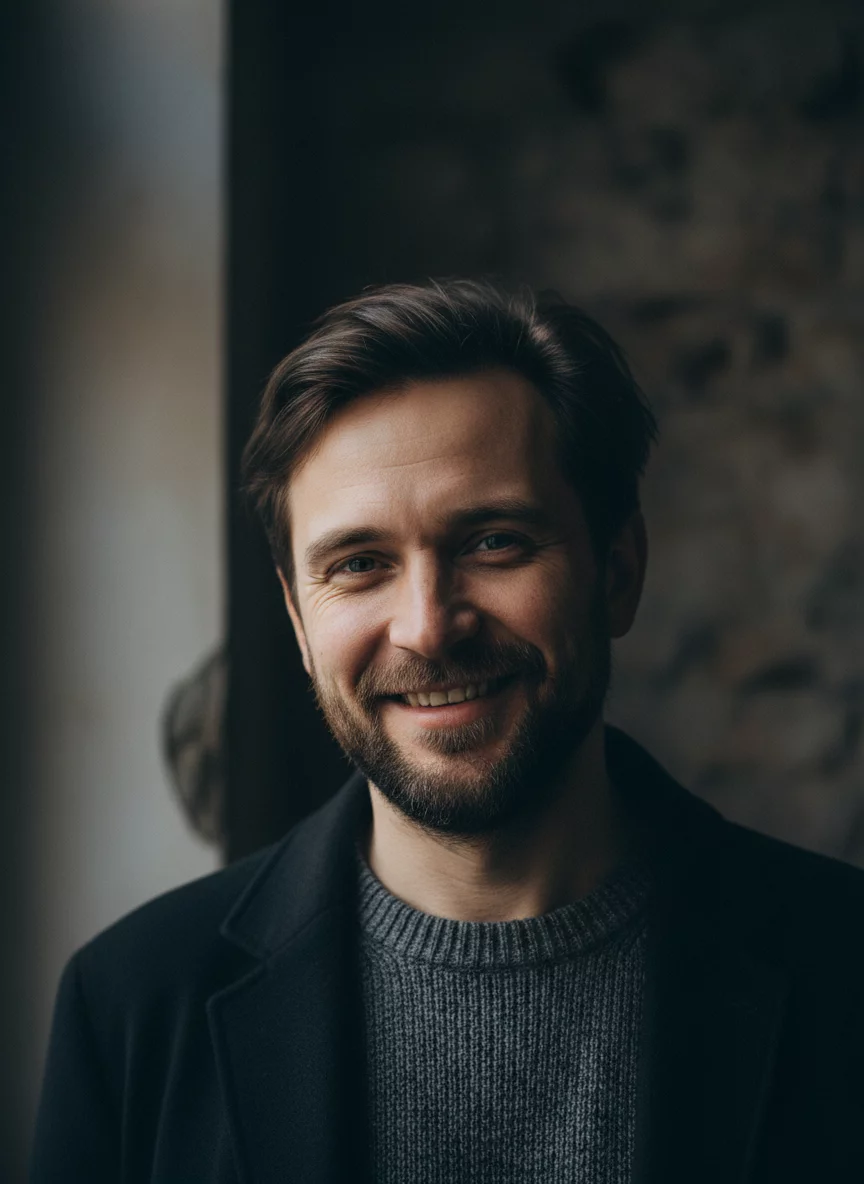Russian male user portrait dark background