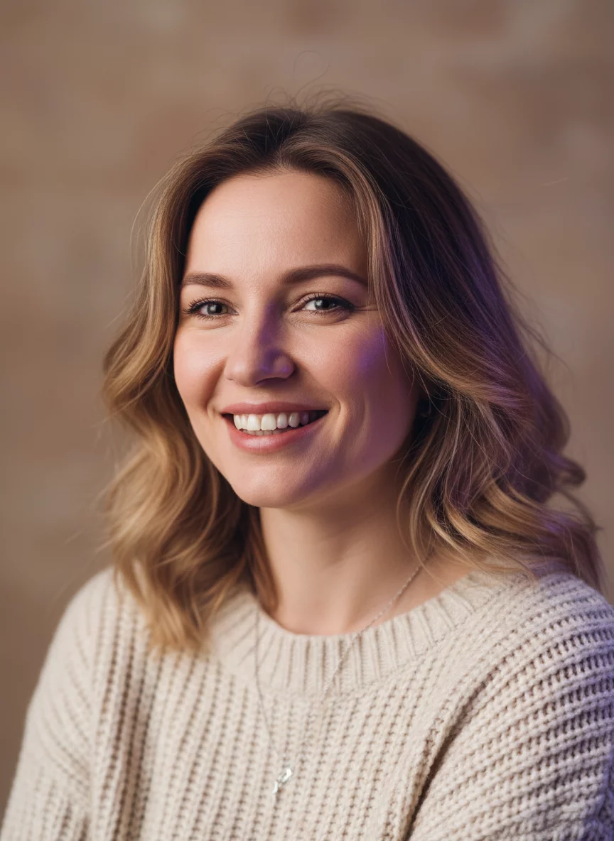 Russian female user portrait studio light