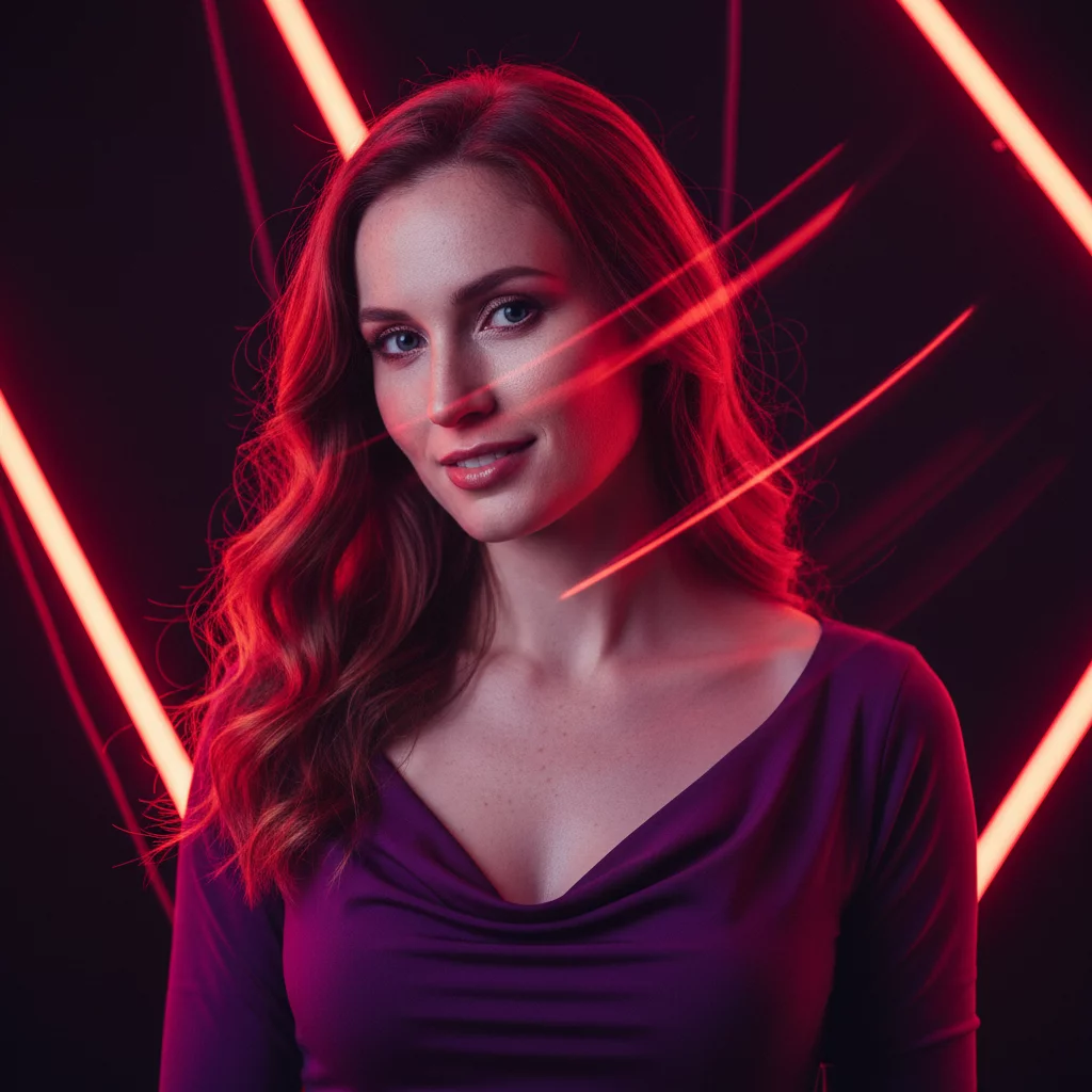 Glamour animated photo result red neon glow